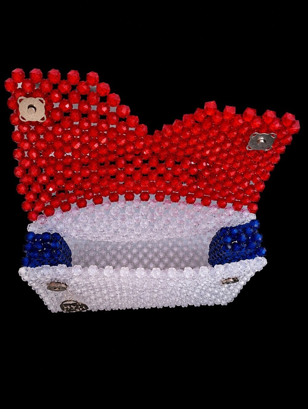 Hand-Carry Red, White, & Blue Beaded Patriotic Purse 4th Of July - Picture 10 of 15